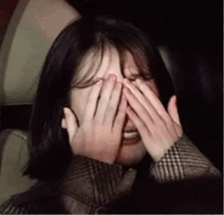 🙈 d371c064 traurig, weinen, emotion, verärgert, frau, facepalm, hände, ausdruck whatsapp sticker