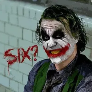 😂 90066575 Joker SIX? Coringa, Vilão, Batman, Palhaço, DC Comics, Cavaleiro das Trevas, Louco, Crime telegram sticker