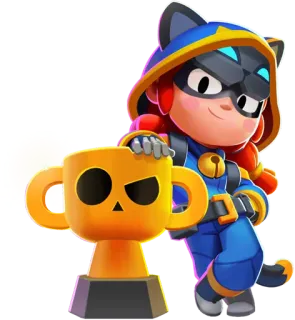 🔥 8a6f47ac Jessie Brawl Stars แมว, ผู้ชนะ, ถ้วยรางวัล, บrawl Stars, เกม telegram sticker