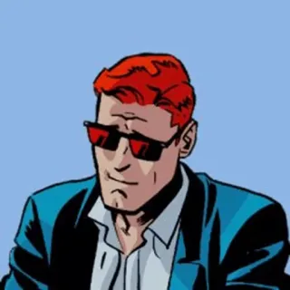 😊 681c6231 cartone animato, uomo, capelli rossi, occhiali da sole, illustrazione telegram sticker