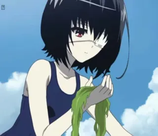 🖤 4699df0b anime, girl, swimsuit, seaweed, beach whatsapp sticker