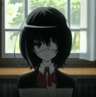 🖤 cc22826e Mei Misaki Another anime, another, mei misaki, schoolgirl, eye patch, dark hair whatsapp sticker