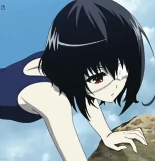 🖤 d75b3a54 Mei Misaki Another anime, girl, eyepatch, black hair whatsapp sticker