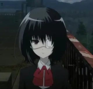 🖤 fa99b044 Mei Misaki Another anime, horror, mystery, school, eyepatch, dark hair whatsapp sticker