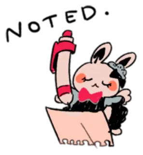 📝 7d7b9e5f thỏ, viết, dễ thương, động vật, văn phòng phẩm telegram sticker