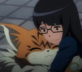 😄 ae28ec69 动漫女孩, 狐狸, 拥抱, 可爱, 卡哇伊, 友谊 telegram sticker