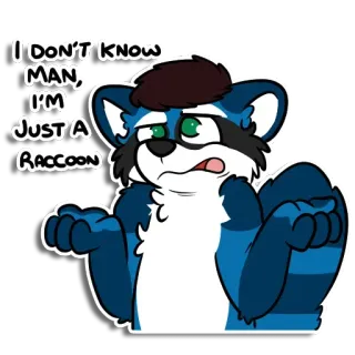 🤷‍♂ 136d5835 I DON'T KNOW MAN, I'M JUST A RACCOON rakun, bingung, binatang, kartun, berbulu, pertanyaan telegram sticker