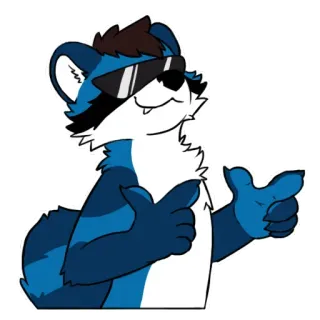 😎 35b3555f Furry, Antropomorfik, Rakun, Kacamata hitam, Jempol ke atas, Imut, Binatang telegram sticker
