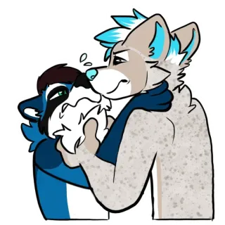 🦝 710c793c Furry, Anthro, Binatang, Peluk, Persahabatan, Kartun, Seni telegram sticker