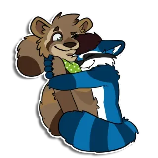 💙 a90f321c Kartun, Binatang, Pelukan, Persahabatan, Berbulu, Lucu telegram sticker