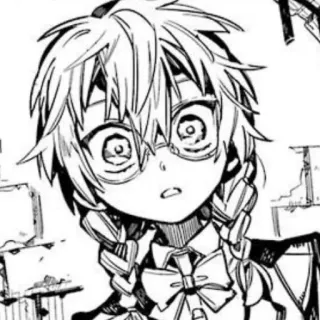 📦 44cccdfa Mitsuba Sousuke Toilet-bound Hanako-kun Anime, Manga, Charakter, Brille, Zöpfe, Schwarzweiß telegram sticker