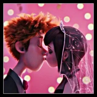 🖤 28c38051 ciuman, kartun, animasi, romansa, pasangan telegram sticker