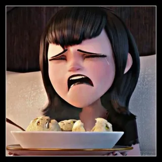 🌸 e93c8336 Mavis Dracula Hotel Transylvania sedih, menangis, makanan, kartun, film, Hotel Transylvania telegram sticker