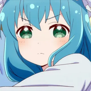 💙 e91f36e0 アニメの女の子, かわいい, 漫画, 青髪, 緑色の目 telegram sticker