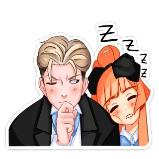 🤔 3b584589 anime, manga, couple, sleeping, sleepy, kawaii whatsapp sticker