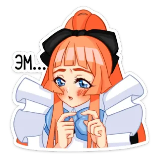 🤔 7c6b8de9 Эм... anime, girl, embarrassed, cute, russian, expression whatsapp sticker