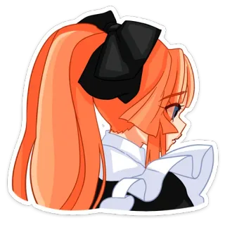 🙄 ab50b9ff anime, cartoon, character, orange hair, ribbon, ponytail, girl whatsapp sticker