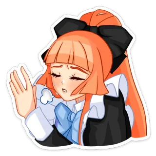 😌 c4594190 anime, girl, maid, cute, orange hair, ribbon whatsapp sticker