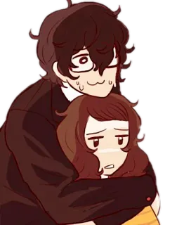 ❤️ 490a0efb peluk, kasih sayang, anime, manga, pasangan telegram sticker