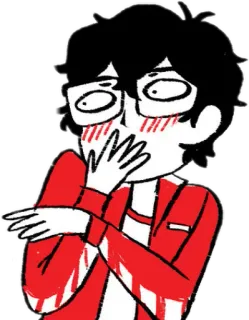 ☺️ 5e51a97d gaya anime, tersipu, kartun, kacamata, malu, imut telegram sticker