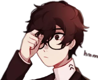 🤨 7f395461 hmm Anime, Manga, Stiker, Karakter, Kacamata, Hmm telegram sticker