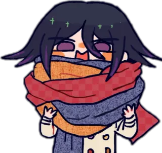 🧣 62693b16 Kokichi Oma Danganronpa V3: Killing Harmony anime, kokichi oma, danganronpa, chibi, scarf whatsapp sticker