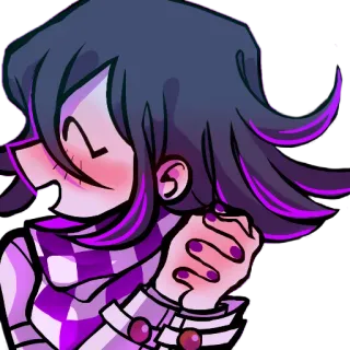 😊 e48e4ae7 Kokichi Oma Danganronpa V3: Killing Harmony anime, fanart, kokichi oma, danganronpa, character, purple, cheerful whatsapp sticker