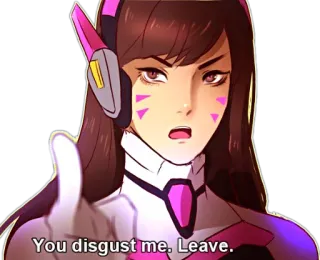 😒 128b276c D.Va Overwatch You disgust me. Leave. D.Va, 오버워치, 비디오 게임, 캐릭터, 혐오, 떠나다 telegram sticker