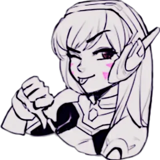 😜 154d9073 D.Va Overwatch 비디오 게임, D.Va, 오버워치, 게이머, 캐릭터, 분홍색 telegram sticker