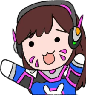🐱 7cf068fc D.Va Overwatch 비디오 게임, 캐릭터, D.Va, 오버워치, 만화, 귀여운, 카와이, 치비 telegram sticker