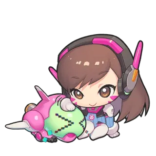 💞 7fdfe475 D.Va Overwatch 치비, 비디오 게임, 카와이, 애니메이션, 귀여운, 게이머 telegram sticker