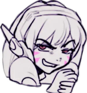 😈 95493b1c D.Va Overwatch 비디오 게임, D.Va, 오버워치, 게이머, 애니메이션, 가운데 손가락 telegram sticker