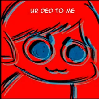 😾 ab06306b UR DED TO ME 만화, 밈, 화난, 빨간색, 파란색 telegram sticker