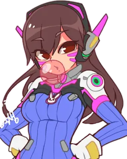 🍬 bd08ed60 D.Va Overwatch D.Va, 오버워치, 비디오 게임, 캐릭터, 풍선껌, 소녀, 게이머 telegram sticker