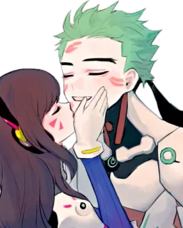 💋 cc274f63 D.Va D.Va, 오버워치, 키스, 비디오 게임, 팬아트 telegram sticker