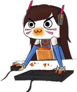 🐹 f4ab8e97 D.Va Overwatch 비디오 게임, D.Va, 오버워치, 게이머, 간식, 만화 telegram sticker