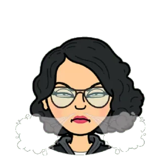 😠 4e2640e6 头像, 女人, 脸, 眼镜, Bitmoji, 卡通 telegram sticker