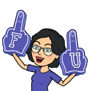 🖕 74d92384 卡通, Bitmoji, 中指, 冒犯, 手势, 去你妈的 telegram sticker