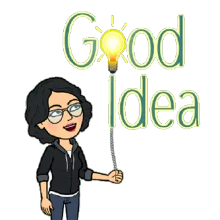 💡 7e19100d Good Idea 好主意, 灯泡, Bitmoji, 卡通, 女性 telegram sticker