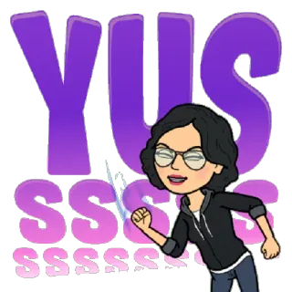 😁 88174f8b YUSSS 是的, 兴奋, 成功, 快乐, bitmoji, 庆祝 telegram sticker