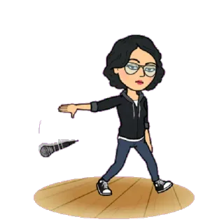 🎤 8eb79693 Bitmoji, 麦克风, 卡通, 人物, 眼镜 telegram sticker