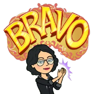 👏 e7399cef BRAVO 太棒了, 掌声, 恭喜, bitmoji, 庆祝, 成就, 做得好 telegram sticker