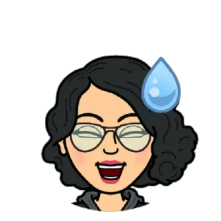 😅 fc94d616 Bitmoji, 卡通, 头像, 女人, 眼镜, 汗滴, 笑, 开心 telegram sticker