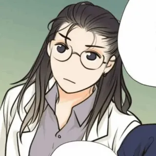 🍙 de096641 cartone animato, donna, occhiali, dottore, scienziato whatsapp sticker