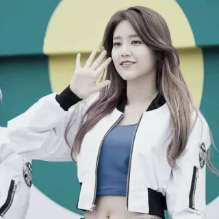 🌝 b721d9ad donna, ritratto, giovane adulto, bomber, onda, moda, kpop telegram sticker