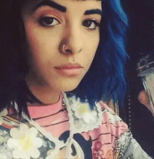 😐 94f08cd9 mulher, cabelo azul, retrato, pessoa, selfie telegram sticker