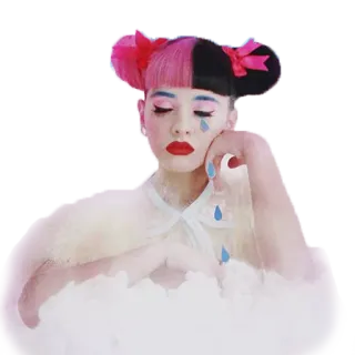 😢 9a14b4fc Melanie Martinez Melanie Martinez, Cry Baby, triste, lacrime, cantante, capelli rosa e neri telegram sticker