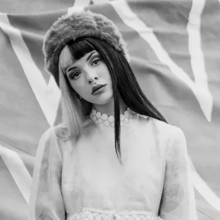 ▪️ b2e160eb Melanie Martinez Melanie Martinez, singer, portrait, musician, black and white, hat, fashion telegram sticker