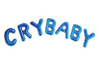 😭 0c3b3dcf CRYBABY piagnucolone, palloncini, testo, piangere telegram sticker