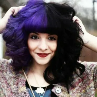 😊 9d24887e Melanie Martinez melanie martinez, singer, woman, purple hair, black hair telegram sticker